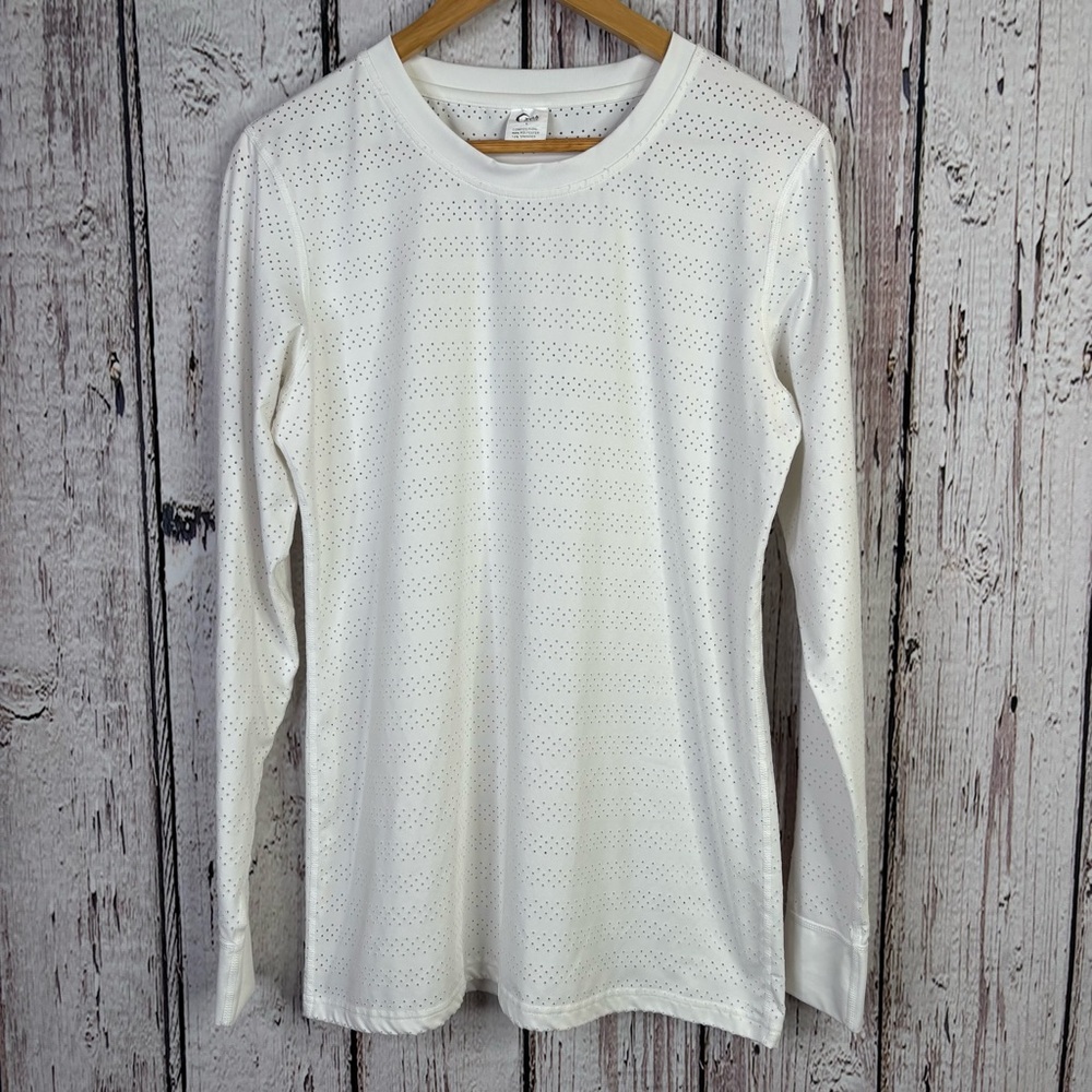 ZYIA White‎ Chill Long Sleeve T-Shirt Tee Ventilated Size Large Activewear Top